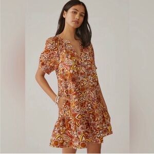 Anthropologie Pilcro Floral Tapestry Puff Sleeve Dress Size XS